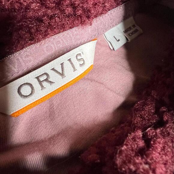 Orvis Women’s Sherpa Fleece Vest Burgundy Pink L Large Zip Front Outdoor Casual - Picture 5 of 9